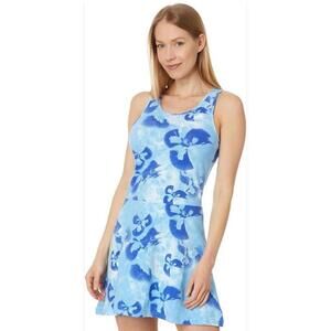 Womens Adidas Coupe Moulante Tank Floral Blue Racerback Dress Size XS